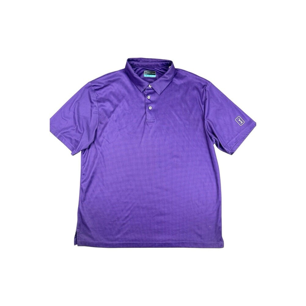 PGA Tour Purple Micro Check Golf Polo Shirt Mens XL Performance Stretch Polo